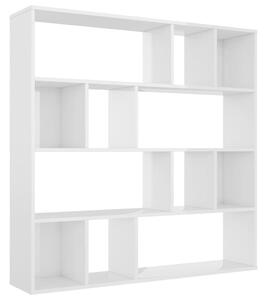 Zástěna/knihovna bílá vysoký lesk 110 x 24 x 110 cm dřevotříska