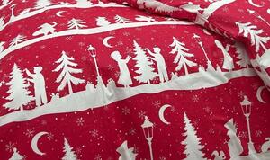 VÝPRODEJ - Metráž bavlna Vánoční čas červený (Střižená látka - šíře 140cm, délka 200cm)