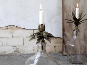 Bronzový antik svícen ve tvaru květu na láhev Floral - Ø 13*14cm
