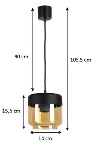 Brilagi - LED Lustr na lanku R GLASS 1xE27/60W/230V pr. 14 cm černá/kouř béžová