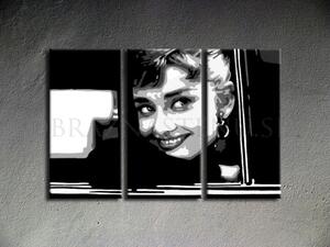 Ručně malovaný POP Art Audrey Hepburn 3 dílný 120x80cm
