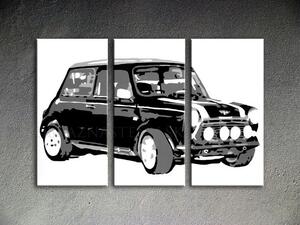 Ručně malovaný POP Art Mini Cooper 3 dílný 120x80cm