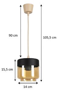 Brilagi - LED Lustr R GLASS 1xE27/60W/230V pr. 14 cm béžová/kou béžová/černá