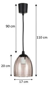 Brilagi - LED Lustr na lanku R GLASS 1xE27/60W/230V pr. 17 cm černá/kouř béžová