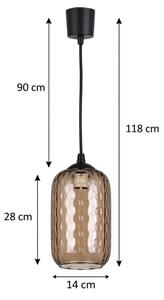 Brilagi - LED Lustr na lanku R GLASS 1xE27/60W/230V pr. 14 cm černá/kouř hnědá