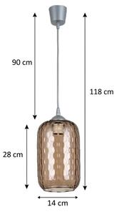 Brilagi -LED Lustr na lanku R GLASS 1xE27/60W/230V pr. 14 cm stříbrná/kouř hnědá