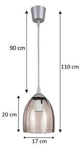 Brilagi-LED Lustr na lanku R GLASS 1xE27/60W/230V pr. 17 cm stříbrná/kouř béžová