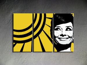 Ručně malovaný POP Art Audrey Hepburn 3 dílný 120x80cm
