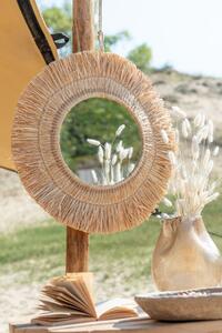 Nástěnné kulaté zrcadlo v rámu z přírodní trávy Raffia natural - 61*2,5*61 cm - J-Line by Jolipa