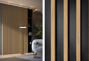 Nástěnné lamelové panely SPRINT, 30,2x275x3,8, dub tmavý/černá