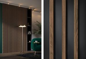 Nástěnné lamelové panely SPRINT, 30,2x275x3,8, dub tmavý/černá