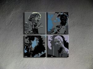 Ručně malovaný POP Art Rolling Stones 4 dílný 100x100cm