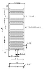 Novaservis - Koupelnový žebříkový radiátor 490W/230V 120x45 cm černá rovný