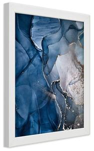 Plakát Ozdobný kámen, modrý mramor Barva rámu: Bílá, Rozměry: 30 x 45 cm