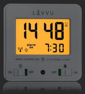 Digitální budík řízený rádiovým signálem NORDLYS bílý se světelným senzorem LAR0040 (automatické podsvícení po setmění)