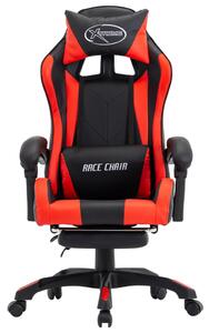 Herní židle s podnožkou červená a černá umělá kůže
