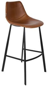 Hnědá koženková vintage barová židle DUTCHBONE Franky FR 80 cm