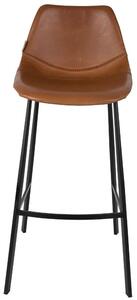 Hnědá koženková vintage barová židle DUTCHBONE Franky FR 80 cm