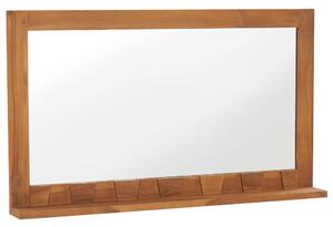Nástěnné zrcadlo s policí 100 x 12 x 60cm masivní teakové dřevo