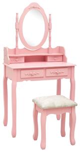 Toaletní stolek se stoličkou růžový 75 x 69 x 140 cm pavlovnia