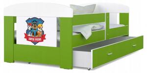 Dětská postel 180 x 80 cm FILIP ZELENA vzor SUPER PSI Rozměry postele: 180x80 cm