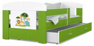 Dětská postel 180 x 80 cm FILIP ZELENA vzor ZVIŘATKA Rozměry postele: 180x80 cm