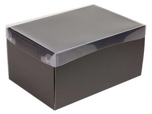 Dárková krabice s průhledným víkem 300x200x150 mm, černá