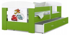 Dětská postel 180 x 80 cm FILIP ZELENA vzor AUTA Rozměry postele: 180x80 cm