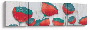 Obraz - Vlčí máky - petrolej (170x50 cm)