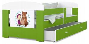Dětská postel 180 x 80 cm FILIP ZELENA vzor MEDVÍDEK 2 Rozměry postele: 180x80 cm