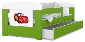 Dětská postel 180 x 80 cm FILIP ZELENA vzor LIGHTNING CAR Rozměry postele: 180x80 cm