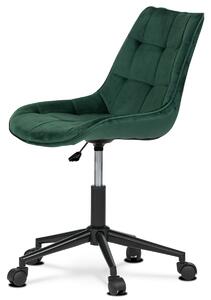 Pracovní židle KA-J401 GRN4 sametová látka zelená, kov černý lak