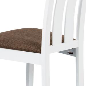 Autronic - Jídelní židle, masiv buk, barva bílá, látkový hnědý potah - BC-2602 WT