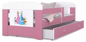 Dětská postel 180 x 80 cm FILIP RŮŽOVÁ vzor PRINCEZNY Rozměry postele: 180x80 cm