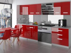 Moderní kuchyňská sestava Infinity Sonik v červené barvě