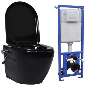 Závěsné WC bezobrubové s podomítkovou nádržkou keramika černé
