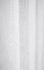 Divazo Záclona na pásce Flory Bílá Listy Velikost: 140 x 250 cm