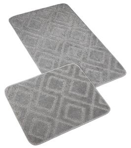 Koupelnové předložky 60x100 + 60x50 cm - šedé kosočtverce