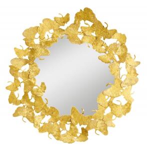 Kulaté zrcadlo GOLDEN GINKGO LEAFS 70 CM Zrcadla | Kulatá