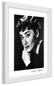 Plakát Portrét Audrey Hepburn Barva rámu: Bílá, Rozměry: 30 x 45 cm