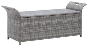 Úložná lavice s poduškou šedá 138 cm polyratan