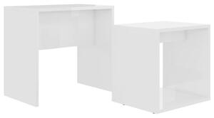 Set konferenčních stolků bílý vysoký lesk 48x30x45 dřevotříska
