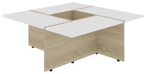 Konferenční stolek bílý a dub sonoma 79,5x79,5x30cm dřevotříska