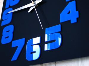 Moderní nástěnné hodiny LOGIC BLACK-BLUE (nalepovací hodiny na stěnu)
