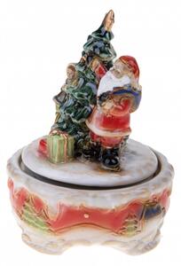 Porcelánová hrací skříňka Santa a dítě u stromu 14,5x20cm VÁNOCE BRANDANI (barva - barevná, porcelán)
