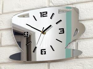 Moderní nástěnné hodiny COFFE TIME 3D MIRROR (nalepovací hodiny na stěnu)