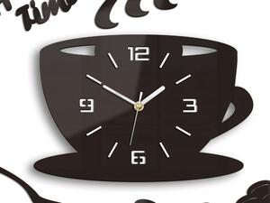 Moderní nástěnné hodiny COFFE TIME 3D WENGE (nalepovací hodiny na stěnu)