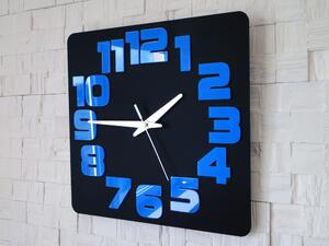Moderní nástěnné hodiny LOGIC BLACK-BLUE (nalepovací hodiny na stěnu)