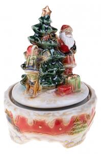 Porcelánová hrací skříňka Santa a dítě u stromu 14,5x20cm VÁNOCE BRANDANI (barva - barevná, porcelán)