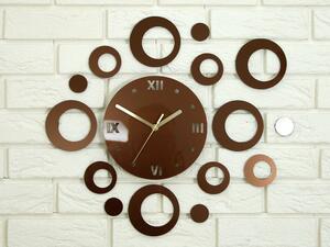 Moderní nástěnné hodiny RINGS COPPER (nalepovací hodiny na stěnu)